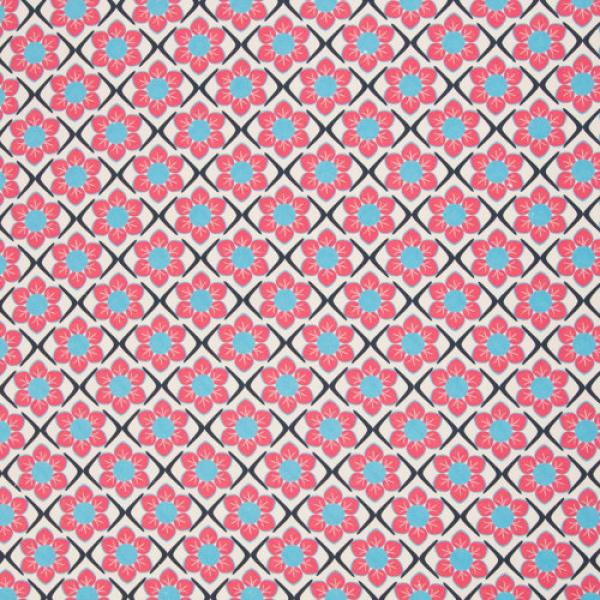 Baumwollcanvas Rocha Retro Blumen pink/naturweiß by Swafing